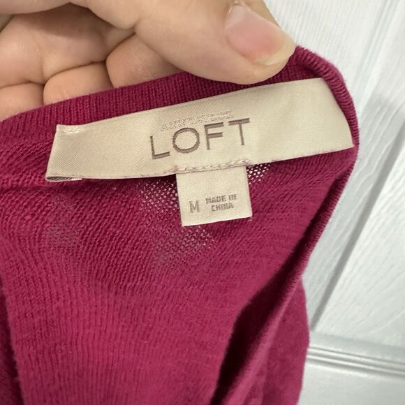 LOFT Women's Pink Gauzy Cotton Sweater - Size M (Fits Small) Width 22" Length 20 - Picture 4 of 6